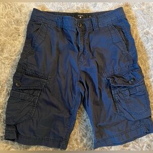 Men’s Union cargo shorts size 31R black, 8 pockets zipper, button, tie waist